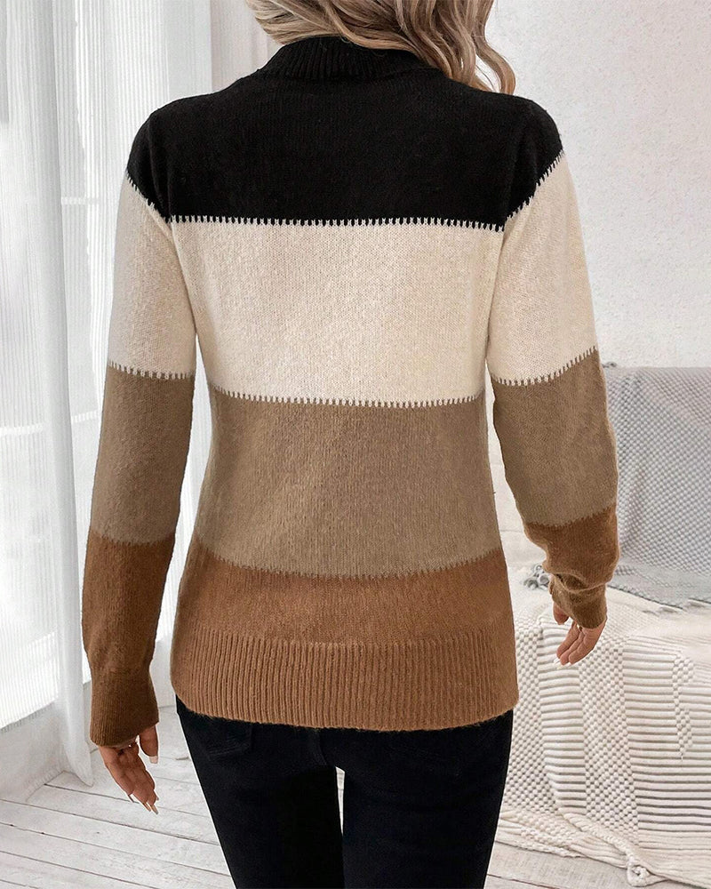 Stacey | Pullover mit Farbblöcken und hohem Kragen