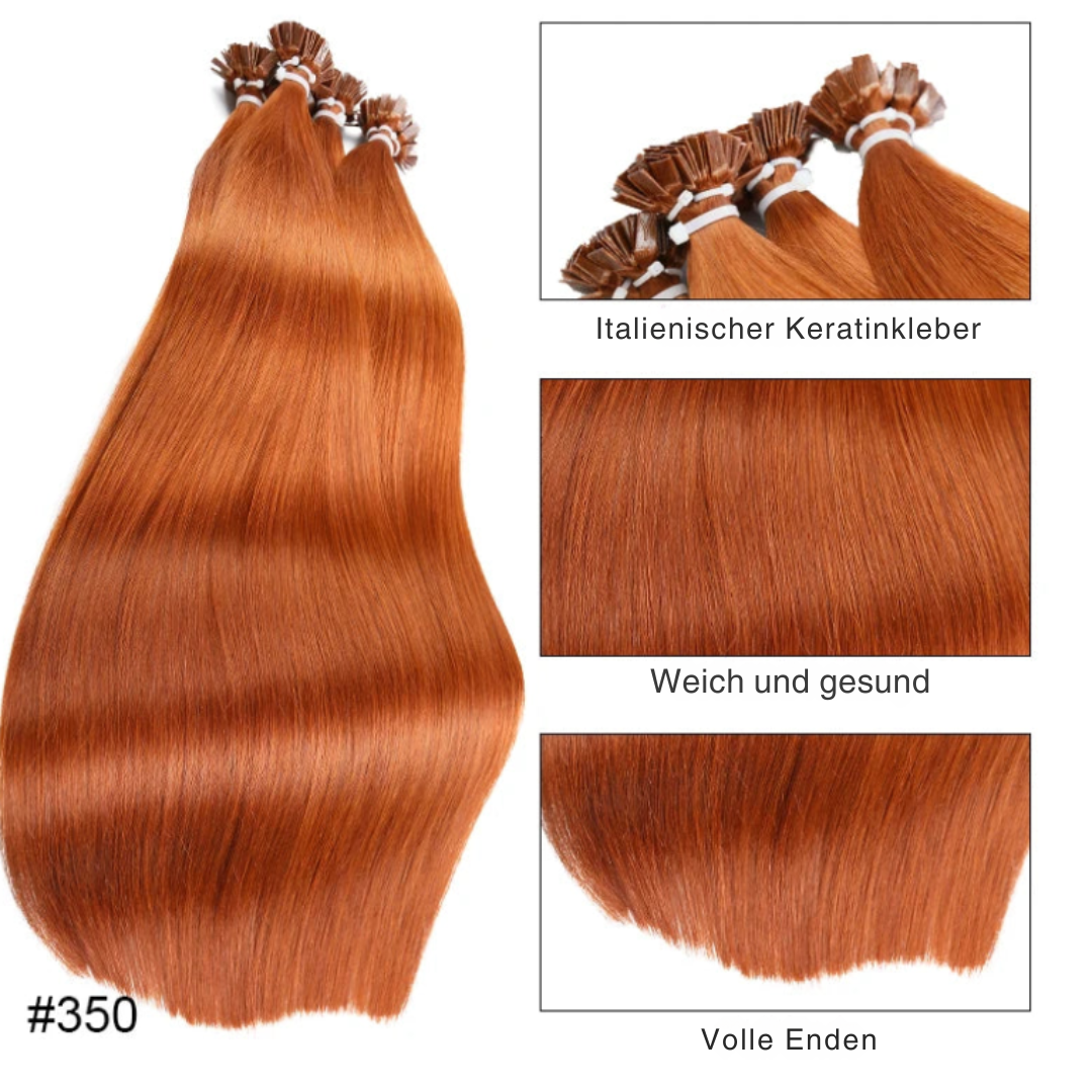 KeratinFusion™ – Glatte Echthaar-Extensions mit Flachspitze und Keratin-Kapseln