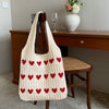 Nina | Handgefertigte Shopper-Tasche mit gestricktem Herzmuster