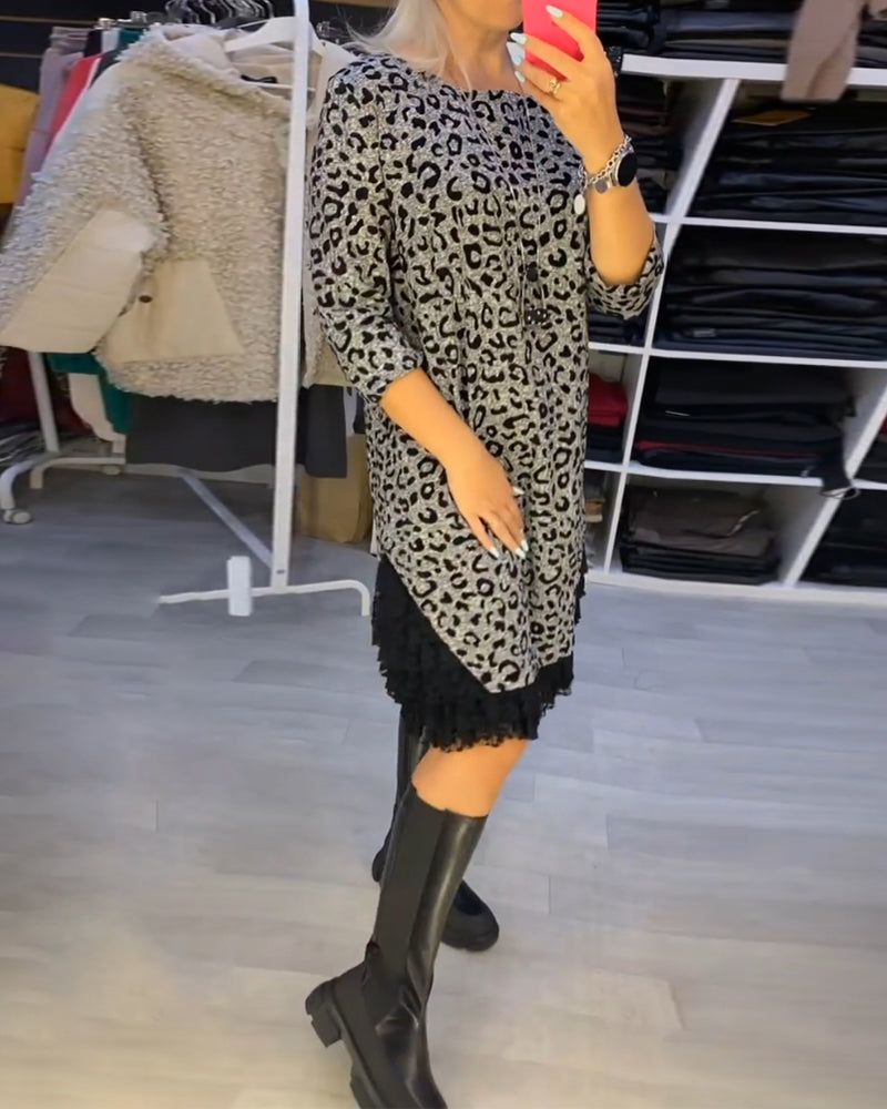 A-Linien-Kleid mit Leopardenmuster