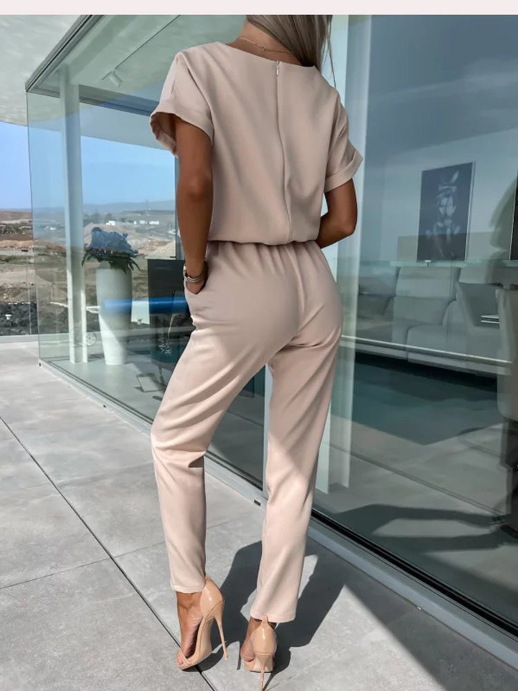 Lotte | Kurzärmeliger Jumpsuit mit Gürtel