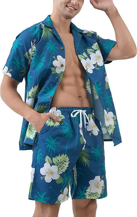 IslandVibes™ - Sommerliche 2-teilige Herren Hawaii-Set für Urlaub und Freizeit!